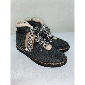 Madden NYC ECO LUX Gray Flannel Hiker Wedge Faux Fur, Lace Up, Zip  Boots Sz 9